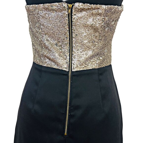 Line & Dot Strapless Bodycon Mini Sequin Dress Colorblock Party Shift Holiday - Picture 8 of 11